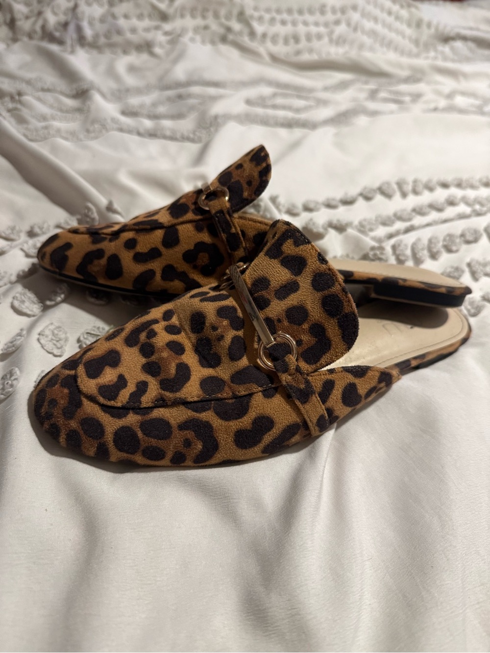 Leopard Print Slip-On Mules - Tan/Black